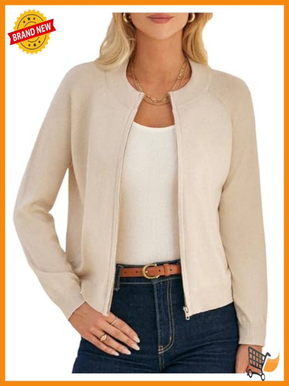 Womens Lightweight Zip Up Cardigan Sweater Knitted Long Sleeve Jacket